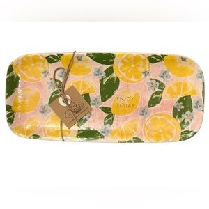 Mud Pie Lemon Floral Platter 9 1/2 x 4 1/4‎ NWT